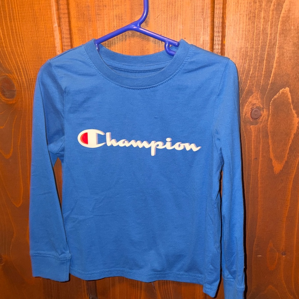 Champion Kids Long Sleeve Tee in Blue Sz 5